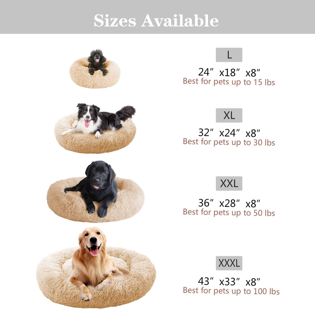 Calming Dog Bed Faux Fur Donut Cuddler B6459