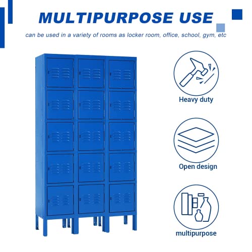 3-Tier Steel Locker 3 Doors Grey W334