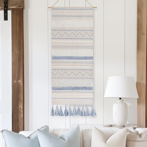 Cream Beige 16x39 INCH Woven Tassel Wall Hanging Tapestry H7745