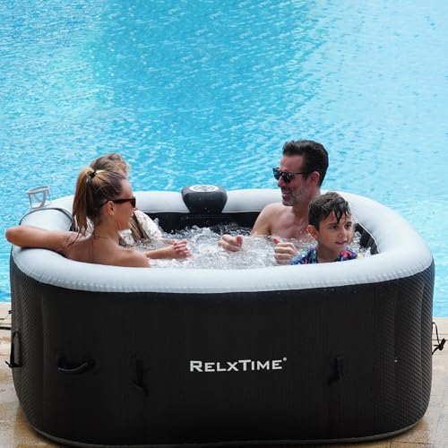 Black Inflatable Hot Tub 2-3 Person with Cover L60886
