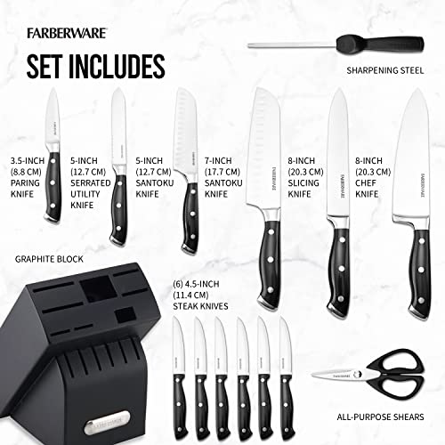 15-Piece High Carbon-Stainless Steel Knife Set with Wood Block D16699