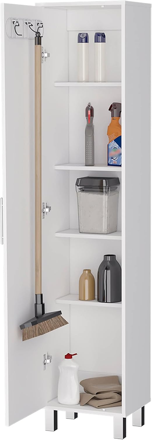 White Single Door Tall Storage Cabinet L345109