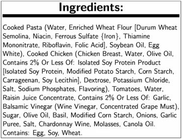Chicken Margherita with Balsamic, 9.5 Ounce, 8 per Case P974413