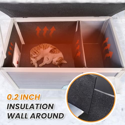Weatherproof Insulated Outdoor Cat House with PVC Curtain M542