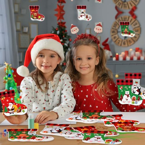 48 Pcs Christmas Craft Kits Stockings Ornaments Kit DIY Cutouts W1962