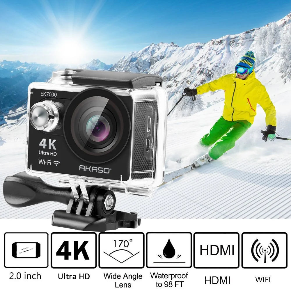 Black 4K Ultra HD 12MP Waterproof Action Camera F10851