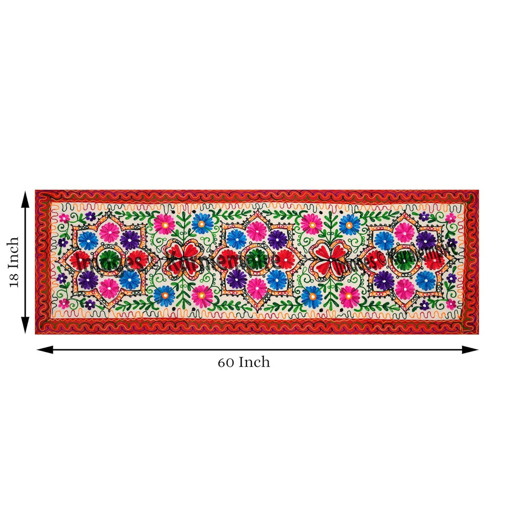 Hand Embroidery Boho Table Runner 18x60 Inch H703463