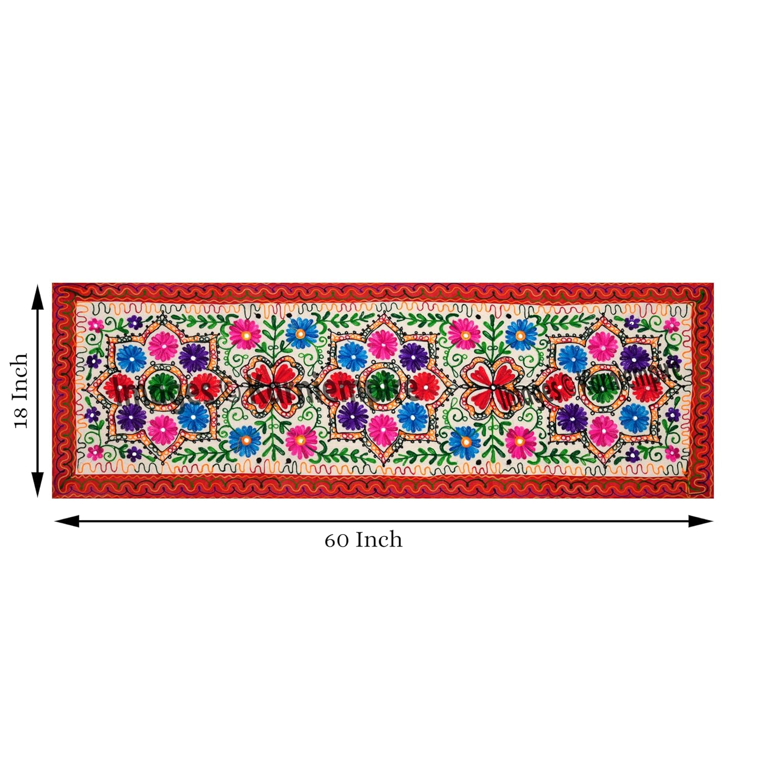 Hand Embroidery Boho Table Runner 18x60 Inch H703463