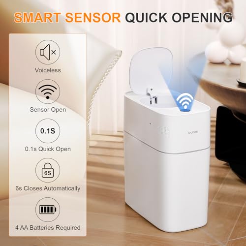 White 3.5 Gallon Motion Sensor Plastic Trash Can with Lid G18907