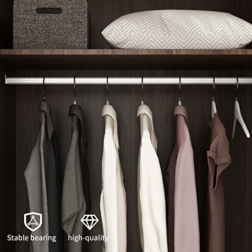 Brown Wooden Wardrobe Armoire with 2 Doors, 2 Drawers, Hanging Rod V70593