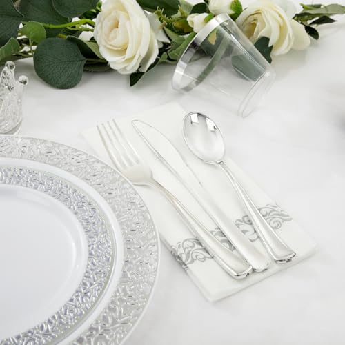 350pcs Silver Party Dinnerware Set B44653