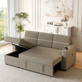 85'' L-Shaped Corduroy Sleeper Sofa with Storage Chaise J59871