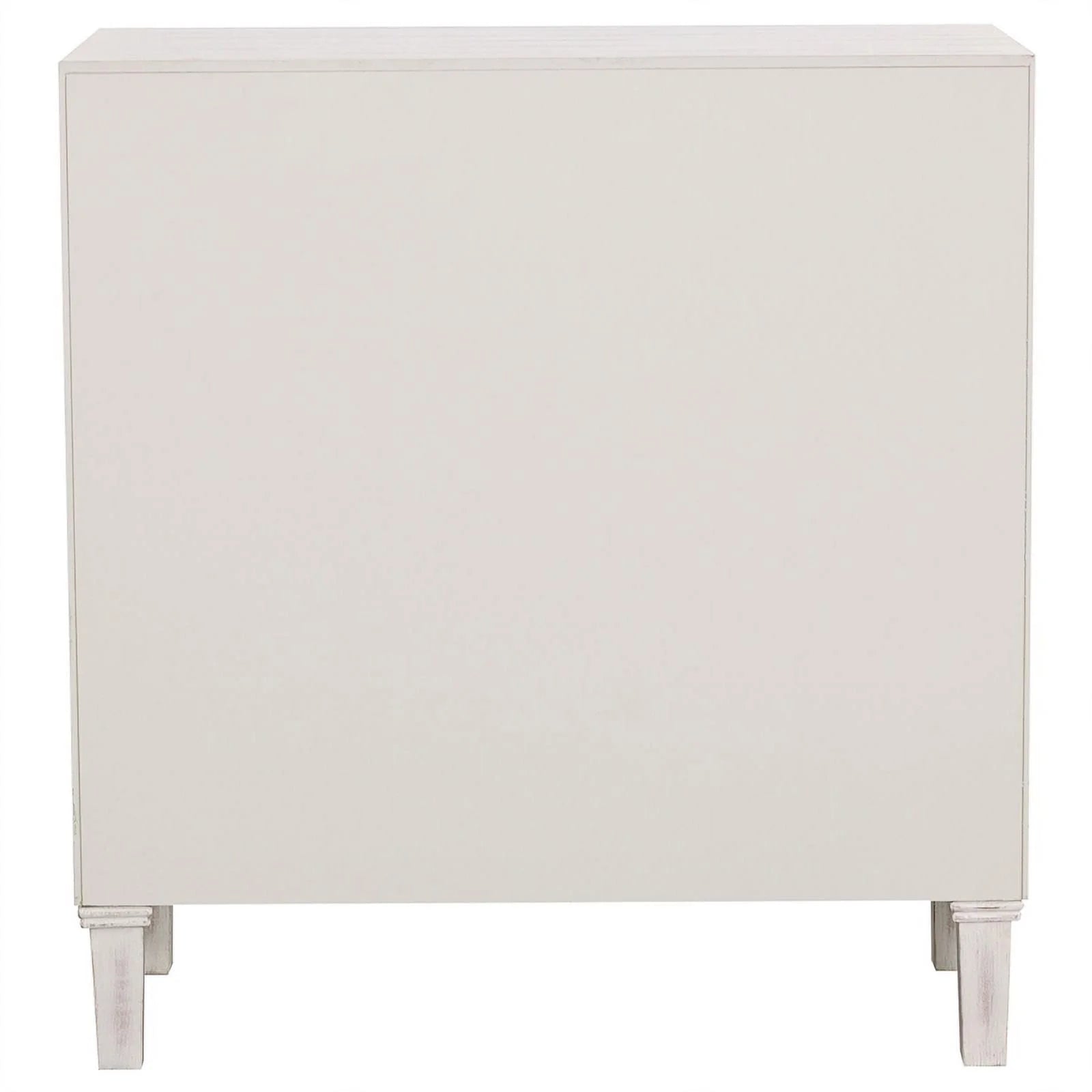 White Wood Accent Cabinet with Floral Carved Door V862