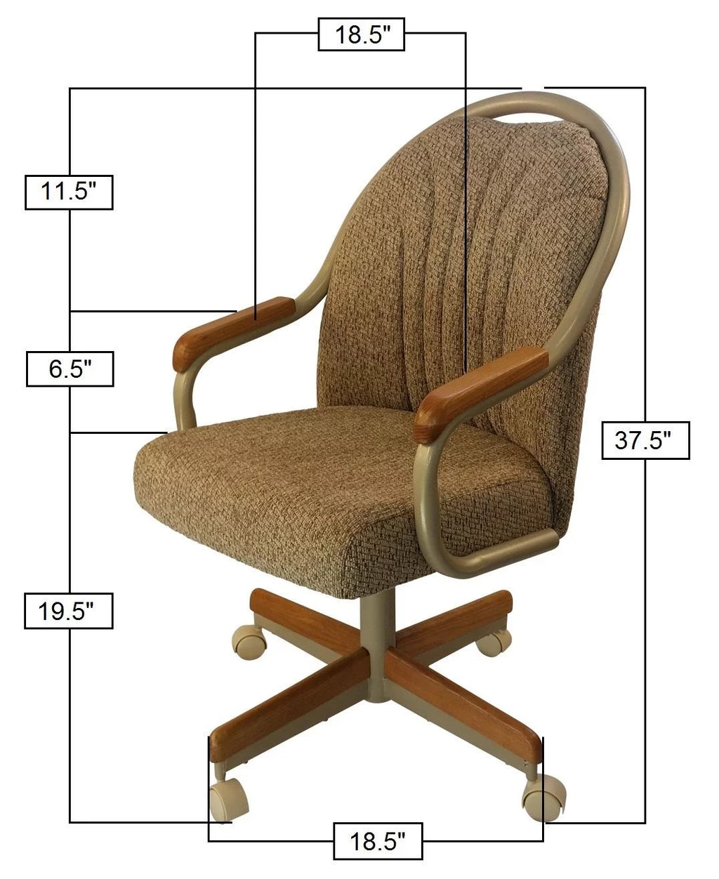 Swivel Tilt Caster Arm Chair in Wheat Tweed Fabric V506012