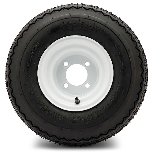8" Steel Golf Cart Wheels Glossy White and Tires - Set of Two I846