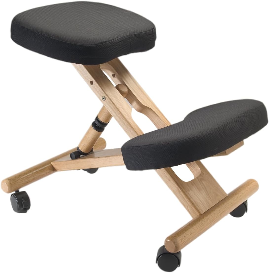 Ergonomic Kneeling Chair with Rubberwood Construction and Caster Wheels F6716