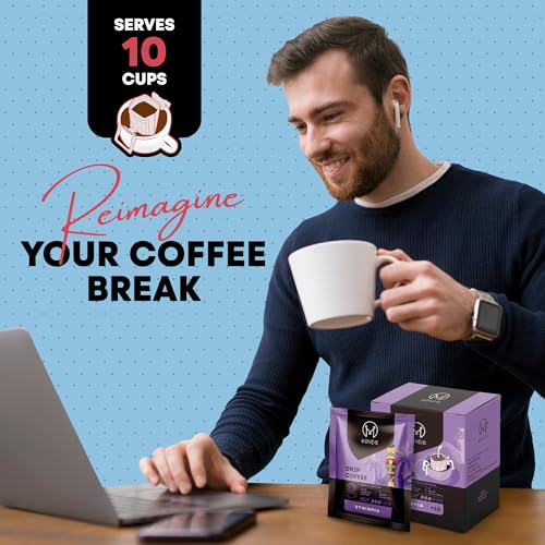 Drip Coffee, 100% Arabica Ground Coffee, Compact, Disposable Coffee Ground Filters, 10-Pack E7901