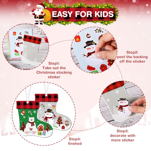 48 Pcs Christmas Craft Kits Stockings Ornaments Kit DIY Cutouts W1962