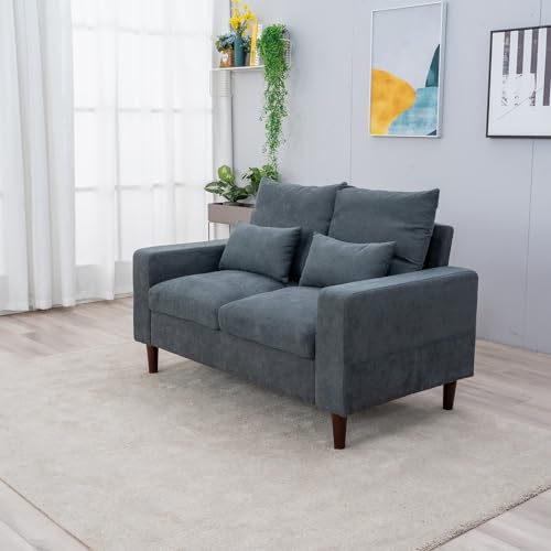 Small Loveseat Sofa Upholstered Couch Black Leather-like 2 Seater Y592