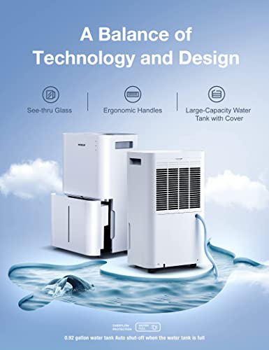 Dehumidifier with Auto or Manual Drainage, 36 db Noise Reducing, 3 Operation Modes U84170