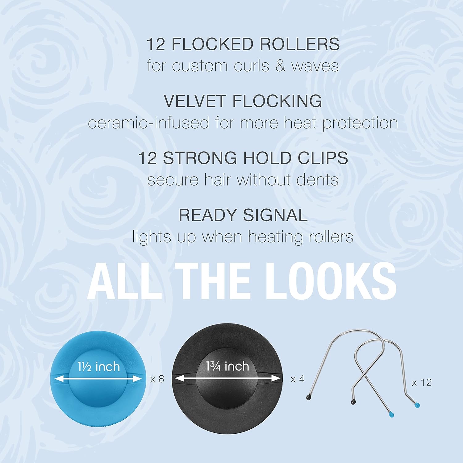 1 1/2-inch and 1 3/4-inch Ceramic Hot Rollers with Wire Pins N109335