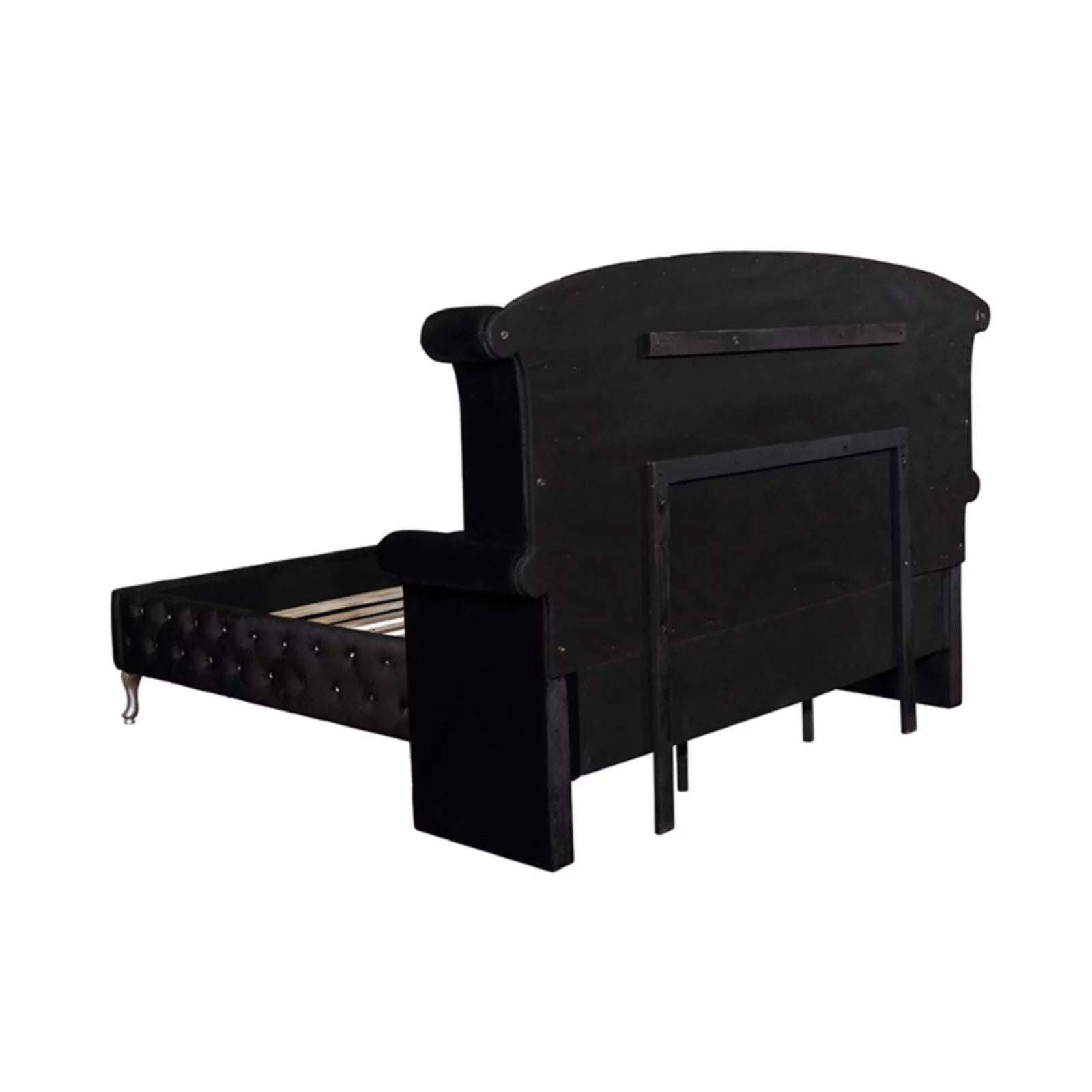 Gray Tufted Velvet Upholstered King Bed L83289
