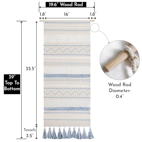 Cream Beige 16x39 INCH Woven Tassel Wall Hanging Tapestry H7745