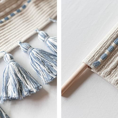Cream Beige 16x39 INCH Woven Tassel Wall Hanging Tapestry H7745