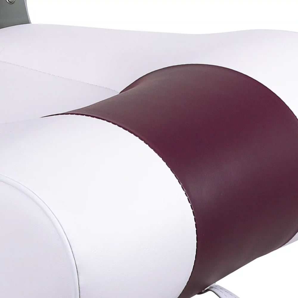 High back Folding Boat Seat, White/Burgundy/Navy, 2 seats R969074