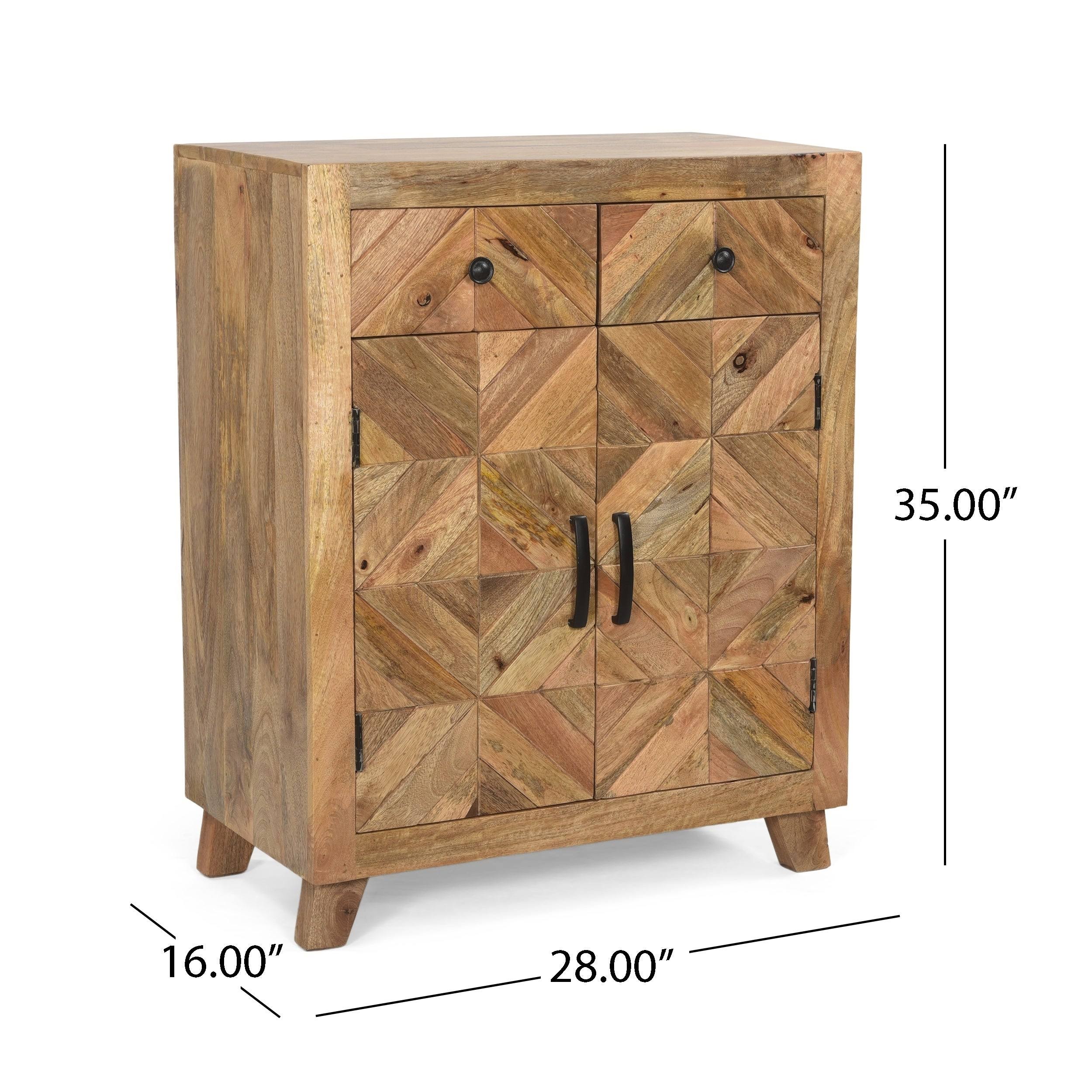 Natural Brown Mango Wood 2 Door 2 Drawer Cabinet Q757814