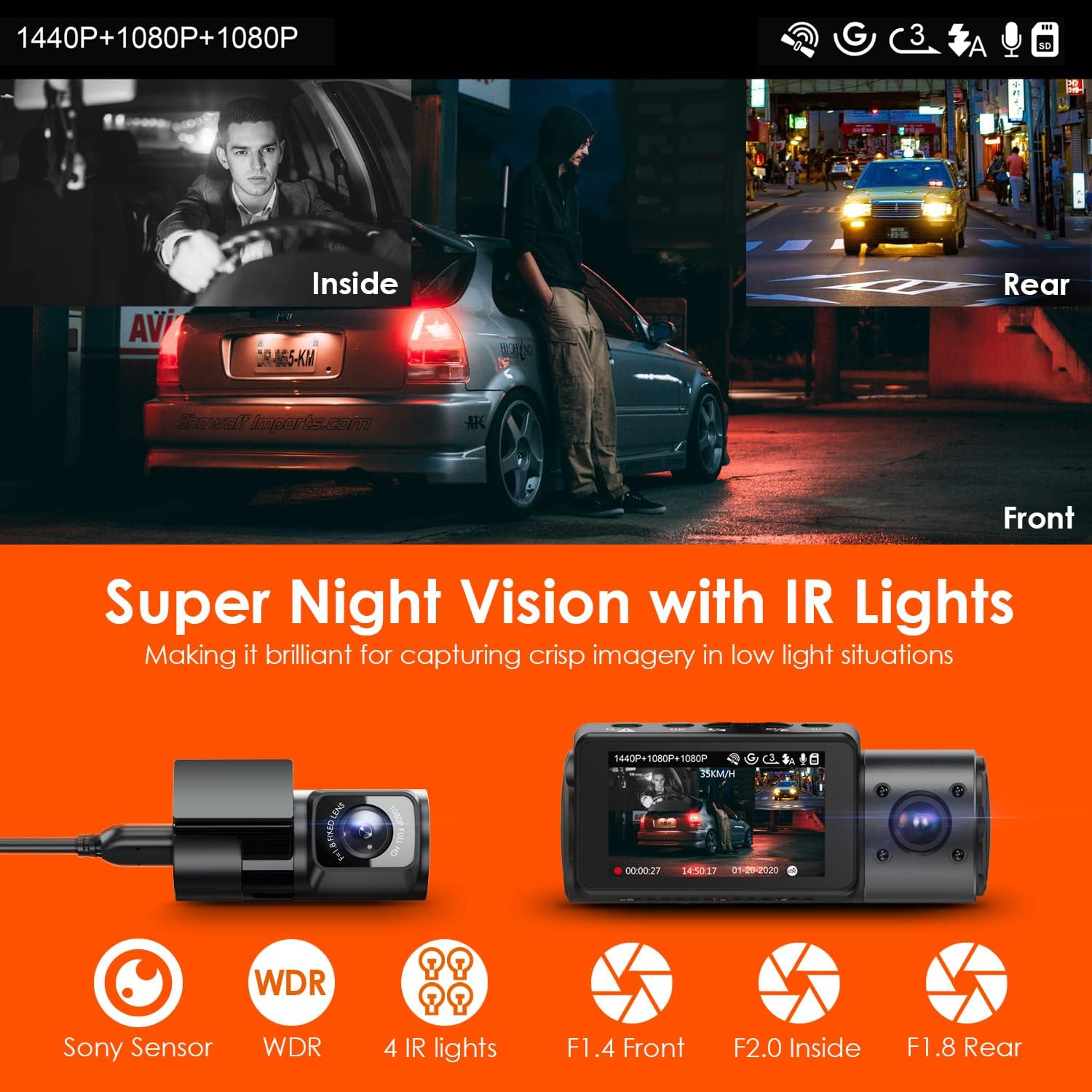 3 Channel 4K Dash Cam I3986