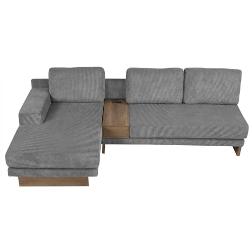 114" L-Shaped Sectional Sofa with Storage Drawer and Reversible Chaise Lounge (Grey) W5469