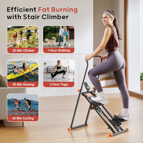 Foldable Stair Stepper Machine with Adjustable Handlebar & Pedals B9101