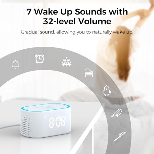Blue Digital Alarm Clock with White Noise Sound Machine W693