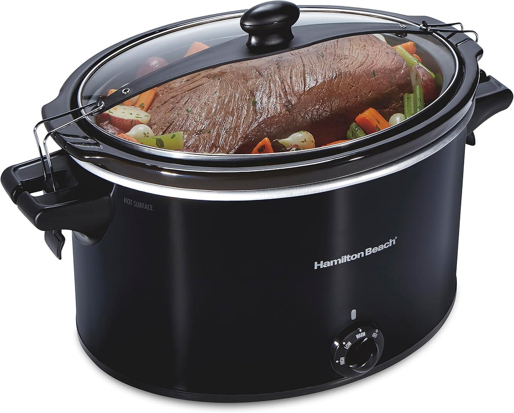 900 Watts 0.9 cu ft Countertop Microwave with LED Lighting & 10 Quart Slow Cooker with Lid Lock N9016
