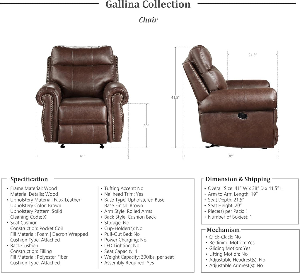Brown Glider Recliner L92743