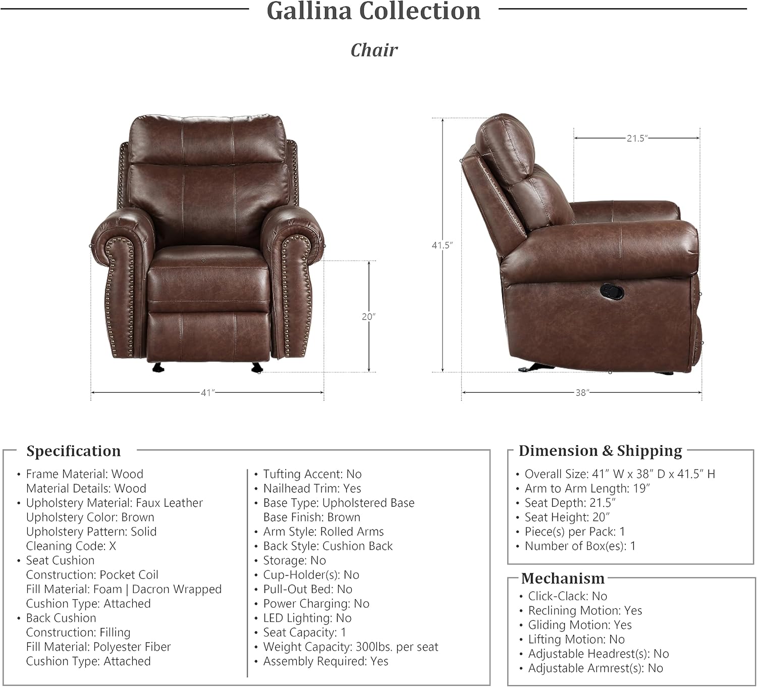 Brown Glider Recliner L92743