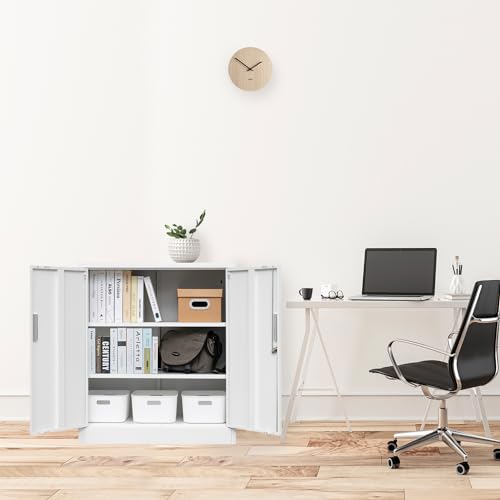 Black 36.2" H Metal Storage Cabinet with Shelves and Doors G52171