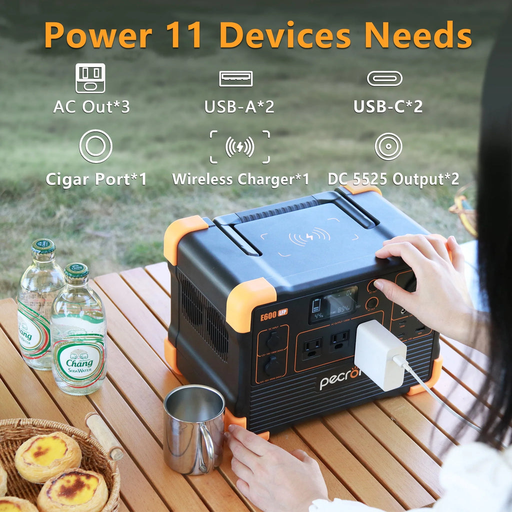 Portable Power Station 614Wh 1200W LiFePO4 Battery Solar Generator J3407
