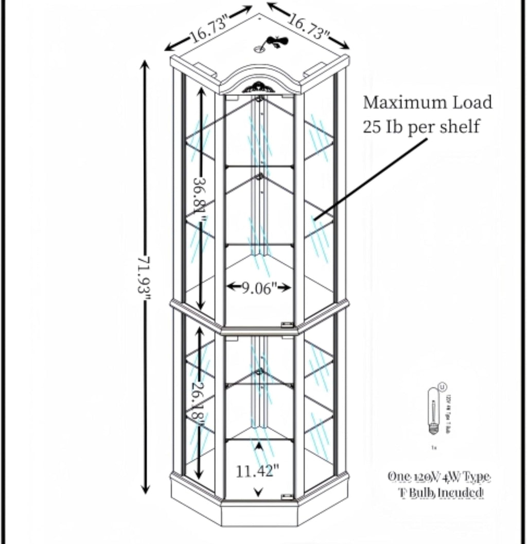 Curio Glass Corner Cabinet with Lights B206984
