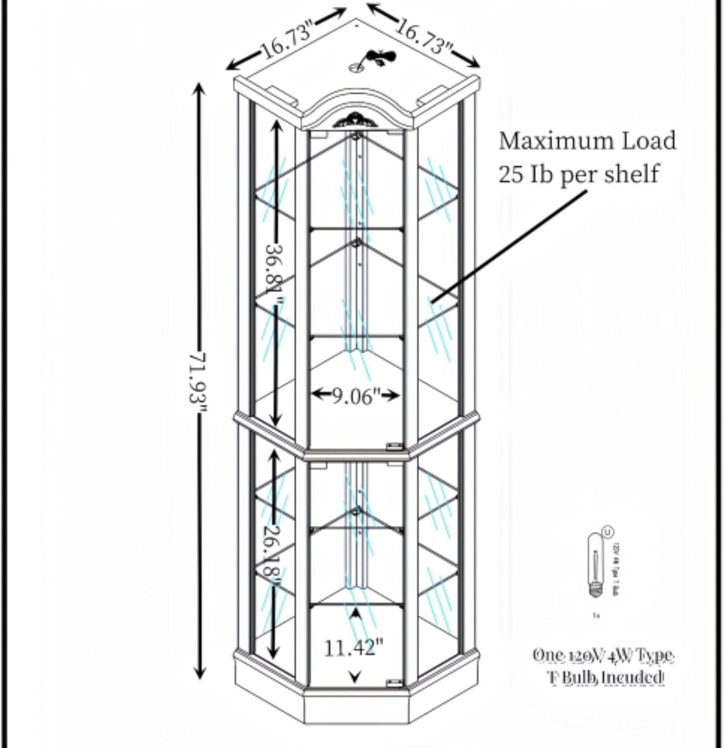 Curio Glass Corner Cabinet with Lights B206984