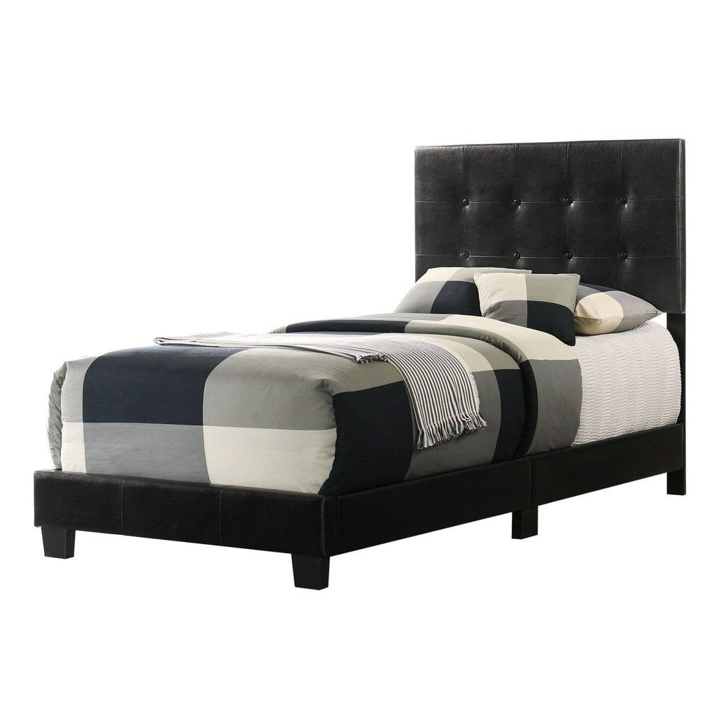 Black Faux Leather Twin Bed Q611795