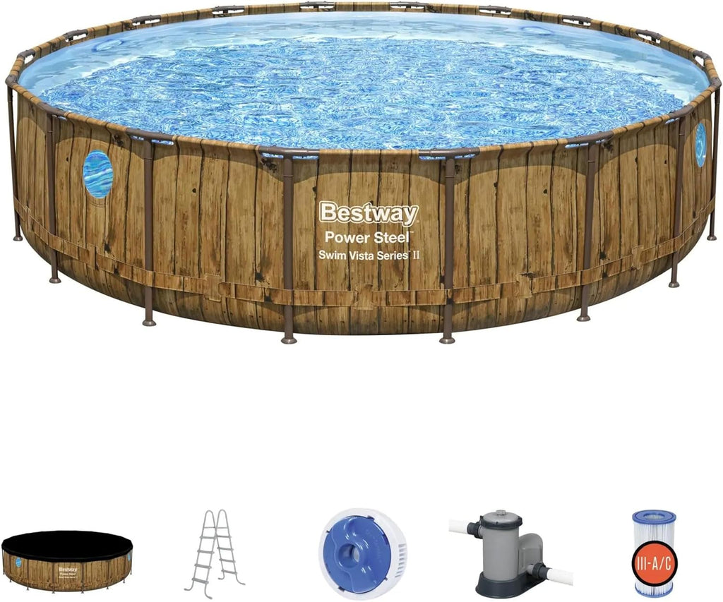 18' x 48" Round Above Ground Swimming Pool Set with Filter Pump, Ladder, and Cover M85565