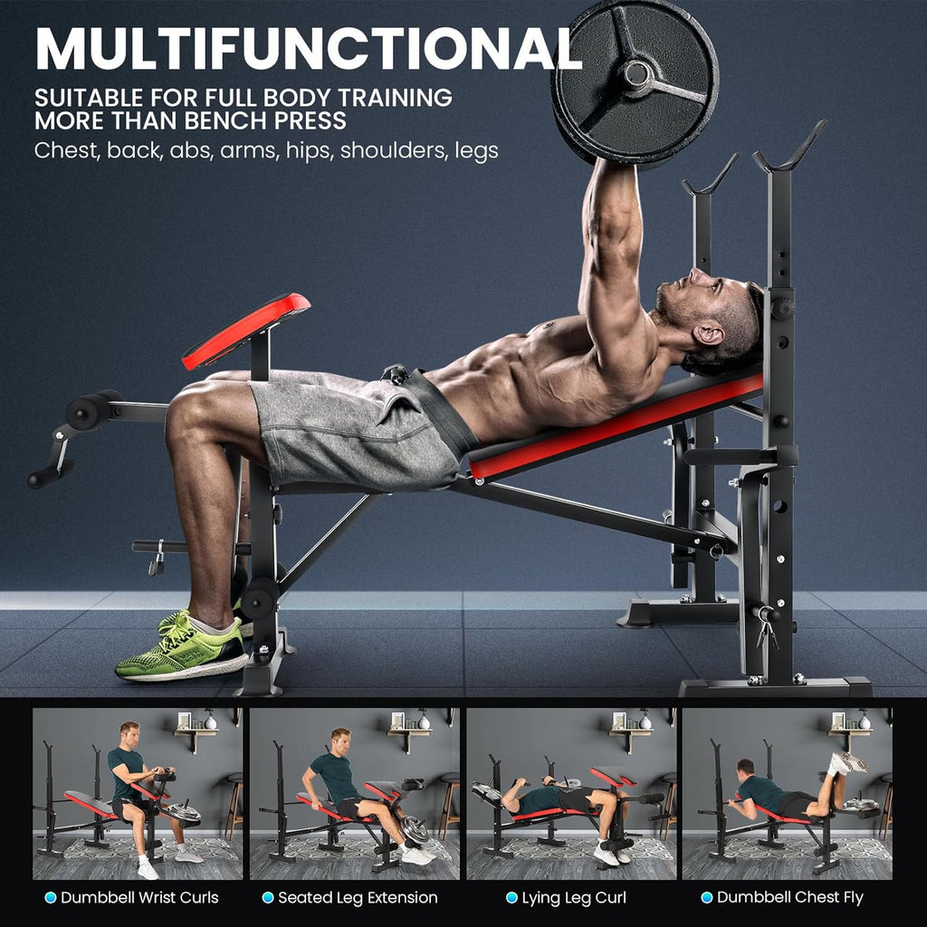 Adjustable Olympic Weight Bench Set with Preacher Curl & Leg Developer Z275889