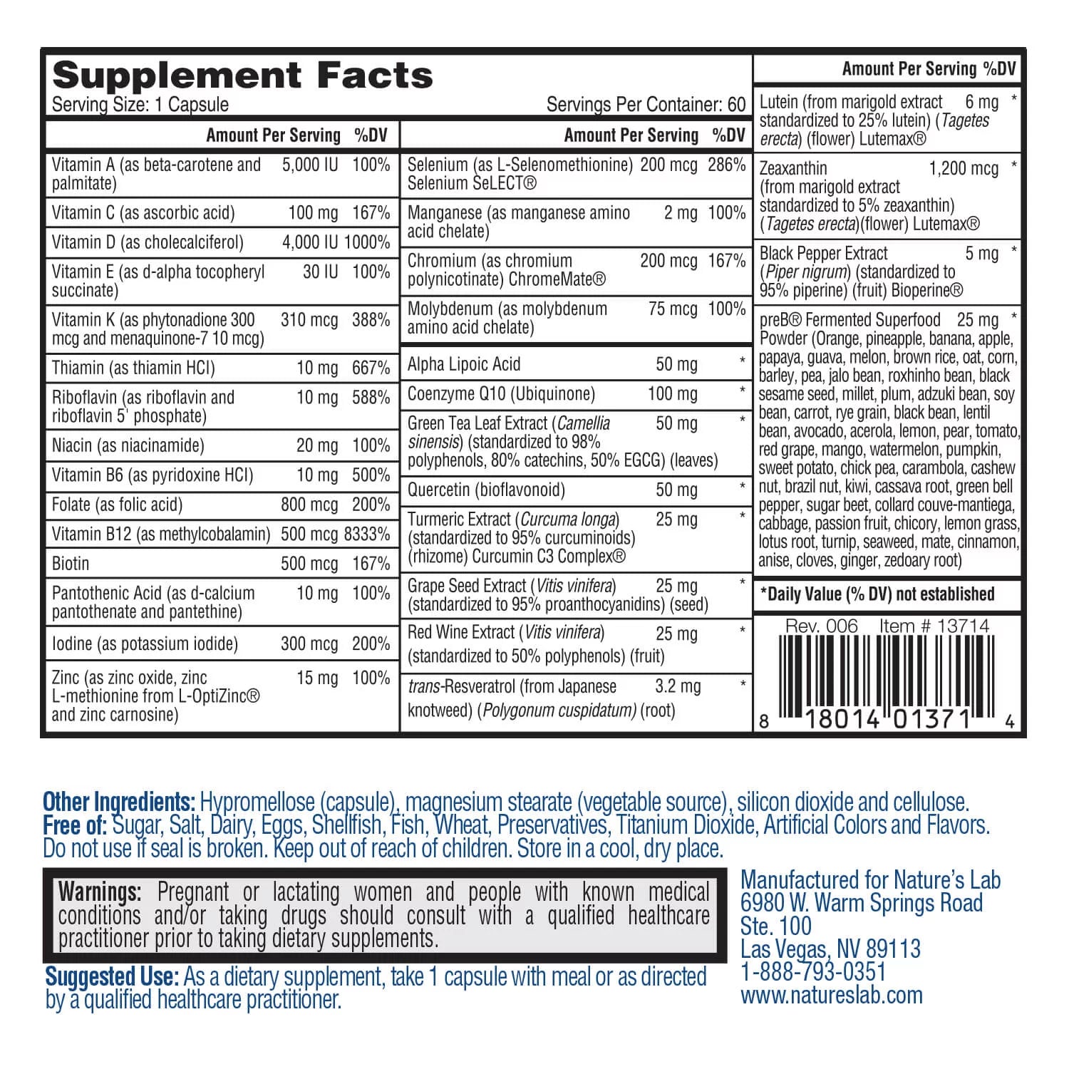 One Daily Multivitamin - 60 Capsules Y7324