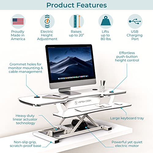 Black Electric Standing Desk Converter with Keyboard Tray and USB Port C750