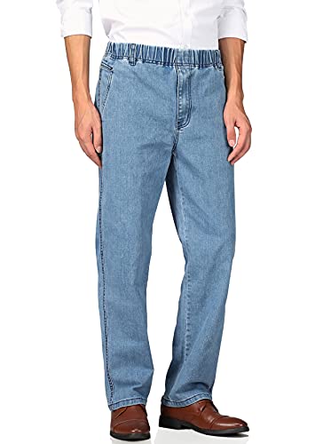 Mens Casual Loose Fit Elastic Waist Jeans Denim Pants P805445