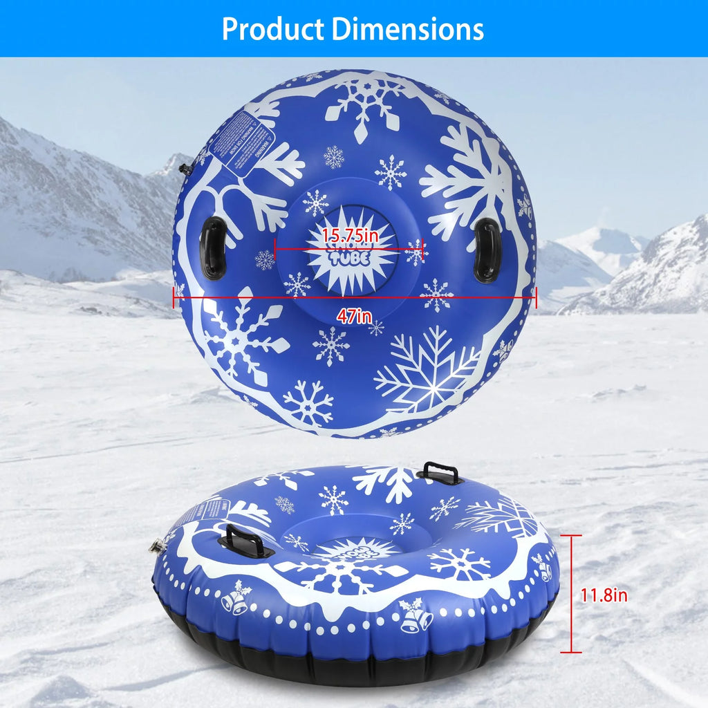 Blue 47 Inch Inflatable Snow Sled with Handles J174