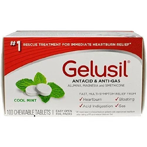 100 Tablets Antacid Anti-Gas Tablets Cool Mint M565093
