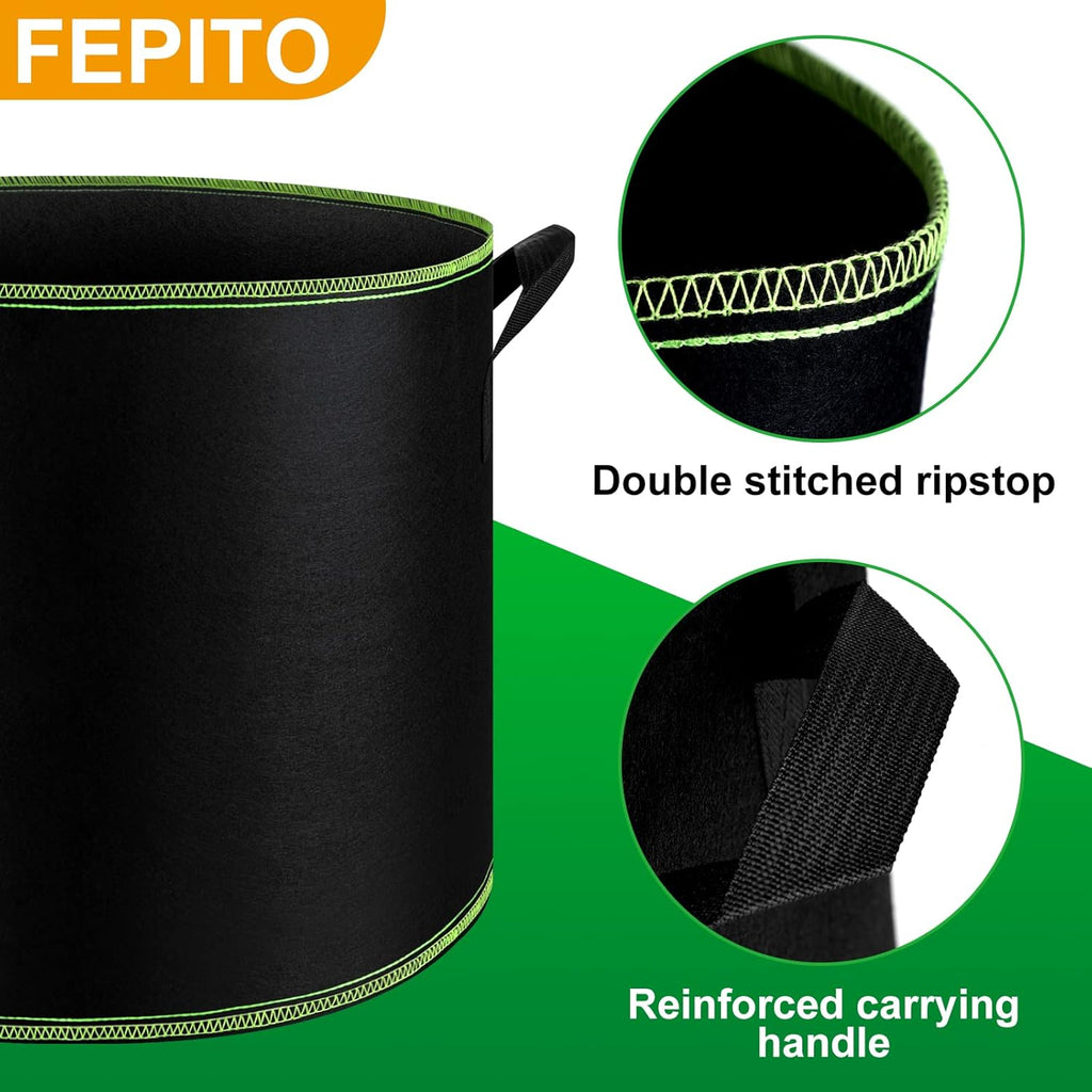 5 Pack 10 Gallon Heavy Duty Aeration Fabric Grow Bags with Handles I37777